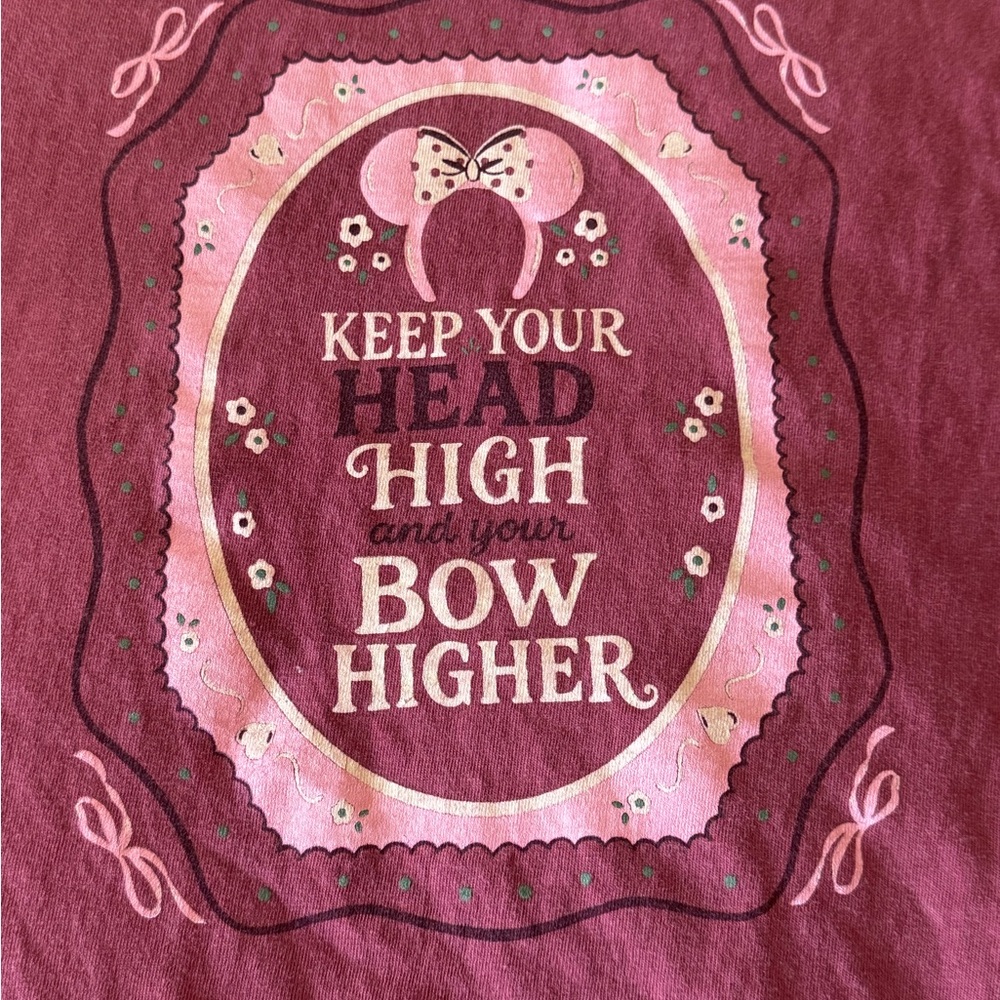 Comfort Colors Mauve-Red Minnie Ears Disney Shirt -Bows Higher